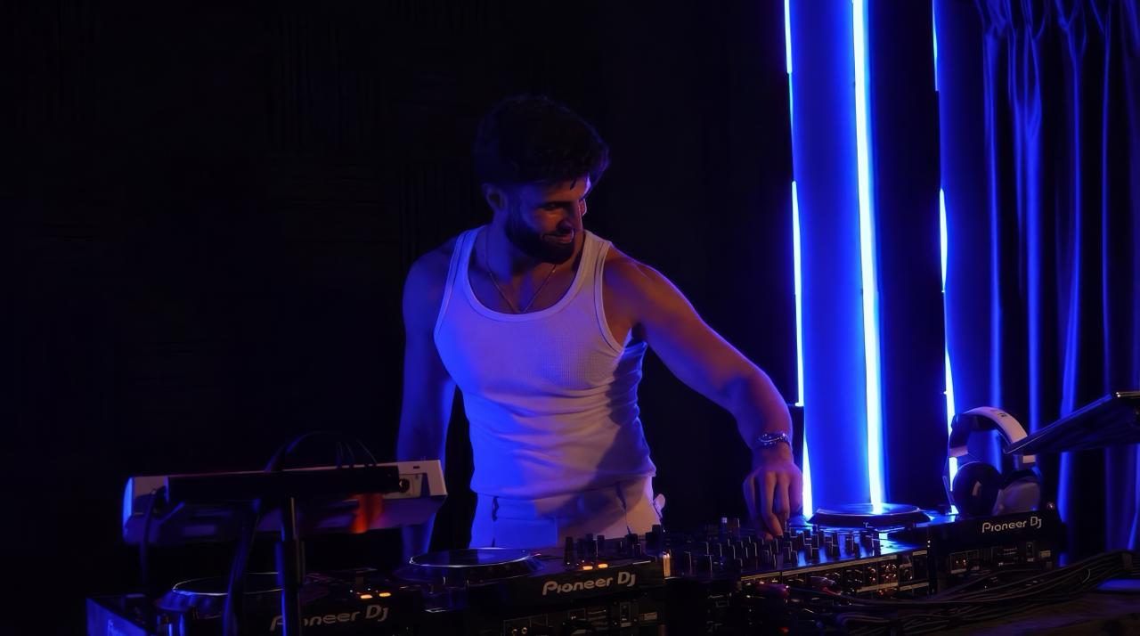 Solano blue neon studio shot